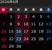 来月のカレンダー