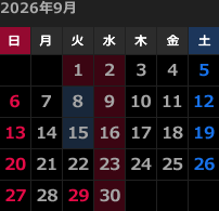 来月のカレンダー